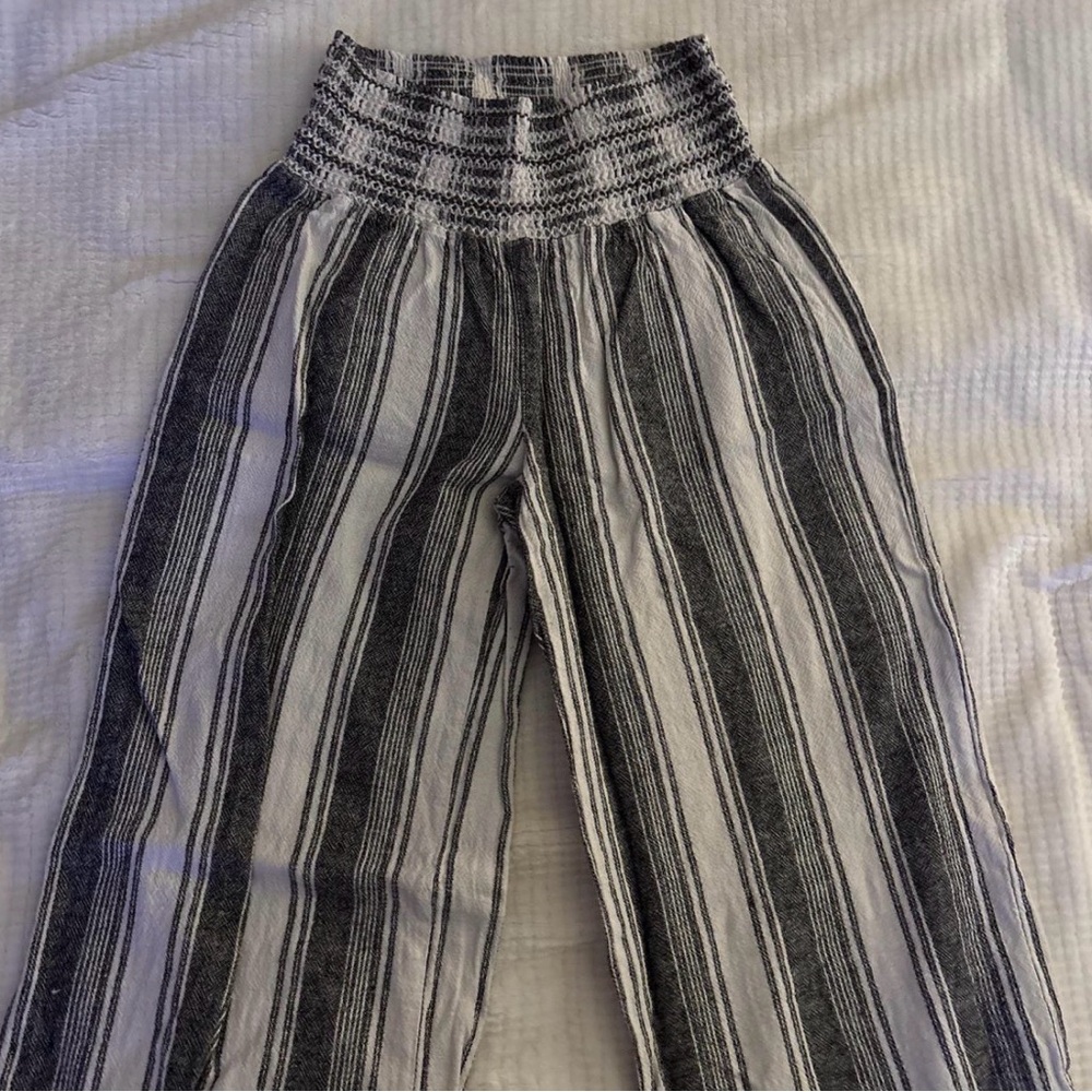 Ash Black and White Striped Wide-Leg Pants